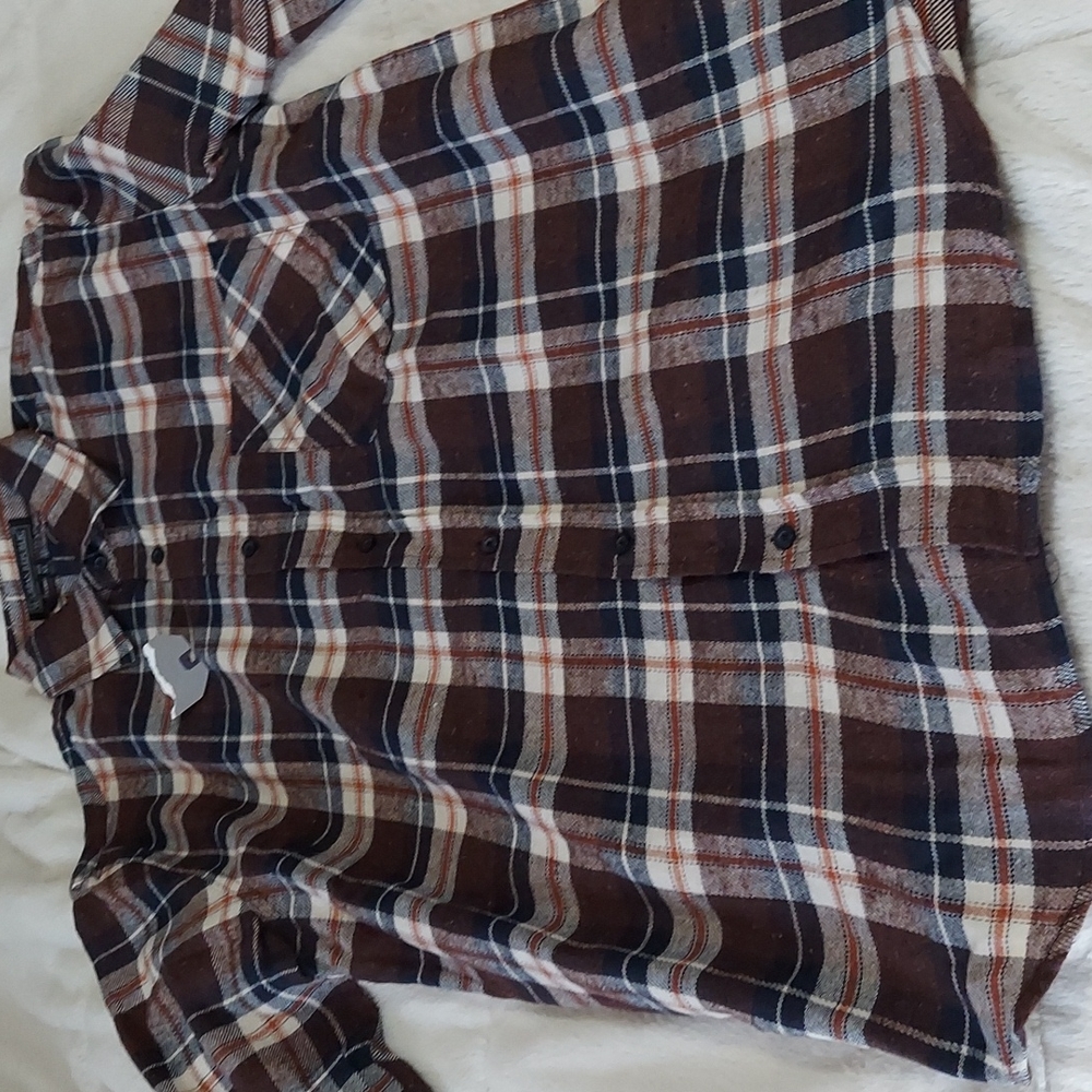 Urban Republic browns and navy colored flannel